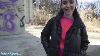 Public Agent - Lalin Girl teen with tiny puffy breasts sucks thick schlong and get her bald twat permeated outdoors for quick money