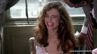 Brunette Hair lena olin in underware shows off her tiny breasts