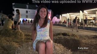 Barefaced hotty took off her pants in public