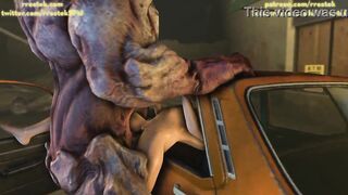 Rachel destryed by Giant Monster Schlong, cg Animation