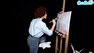 Large Boobs mother I'd like to fuck Ryan Keely Cosplay As Bob Ross Gets Sexually Excited During Painting Tutorial