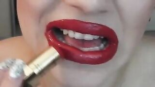 Enormous applied lipstick lips
