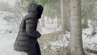 eighteen year old teen is drilled in the forest in the snow
