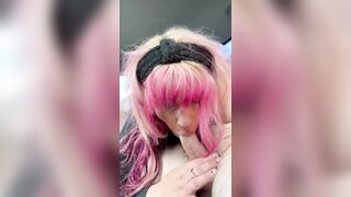 Bulky streetwalker with a large kewl butt sucks penis, licks an mature stud's balls, takes a load of cum in her throat, then comes back to proceed sucking