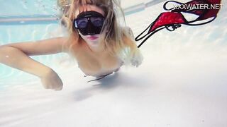 Blond large titties lengthy hair Sophie Murena enjoys snatch in the pool