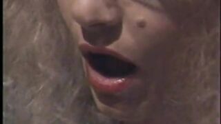 Sexy blond 80s porn queen in hot underware has thong-on screw