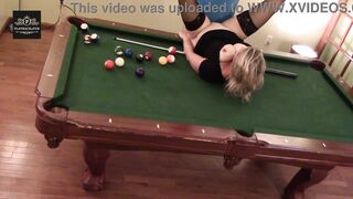 Hawt mother I'd like to fuck wife gets a hard handling on pool table. Giant bazookas rocking.