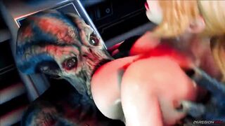 Monster screws gal with large titties (CG animation)