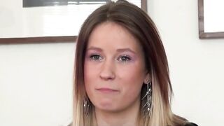 A glamorous hungarian gal with constricted fit body does a casting