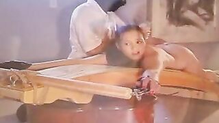 Cute brunette hair S&M dildo massage