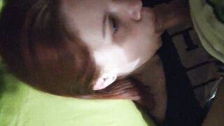 Russian redhead gal mouthfucked all the way to her mouth