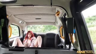 Fake Taxi - skinny French redhead in a hurry can barely fit a giant Italian dick inside her constricted twat