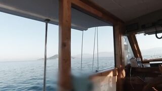 They used me as a doxy on the yacht journey, screwed in 3 ramrods in public and cum in throat in turn.