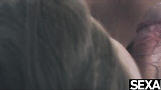 Energetic oral job golden-haired enjoys a wild suck and bang session