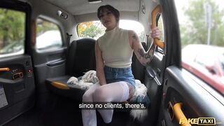 Fake Taxi Vile Vixen pounded hard outside of the taxi and gets cum in her throat