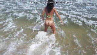 Wife at Gunnison Naked Beach in Malibu – g-string bikini