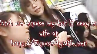 Wicked oriental teen doesnt mind public arse touching