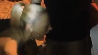 German golden-haired dogging on the beach