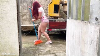 I hired this maid and this babe has a agreeable booty in these shorts, I was slutty