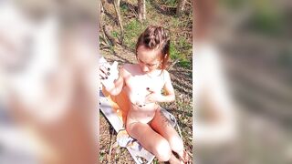 outdoor squirting in the woods with a stranger