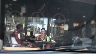 Cheating Wife #4 Part three - Hubby films me outside a cafe Upskirt Flashing and having an Interracial affair with a Ebony Stud!!!
