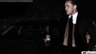 Nerdy schoolgirl group-fucked at her prom night