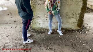 real amateur cutie has sex in public with a tagger, this chab cums on me