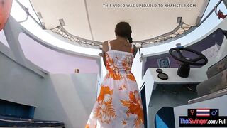 Rented a boat for a day and had sex on it with Oriental teen GF