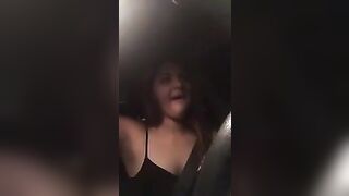 Hot beauty masturbating during the time that driving