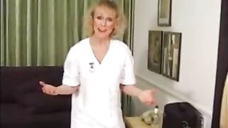 Slim Blond Granny Gets Creampie and Facial