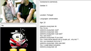 Portuguese masked adult pair on Chatroulette