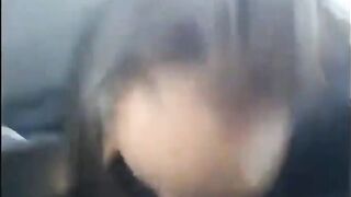 White thot slut giving BBC fire head in car