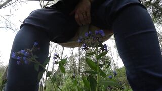 Older big beautiful woman outdoor pissing and unshaved cunt POV.
