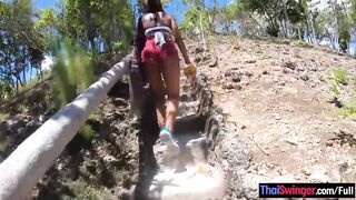 THAI SWINGER - Ziplining with large butt Thai amateur GF and sex in the hotel afterward