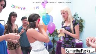 Samantha Saint celebrates her birthday with a wild eager