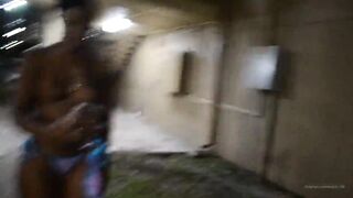 Thick Ghetto Ass freak walking exposed throughout neighborhood