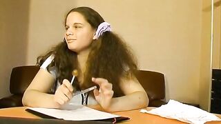 Pleasing French teen banging with 2 men after doing homework