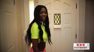 XXXHOTSHOT - Tractable gagging Black sweetheart in heels rims chap booty