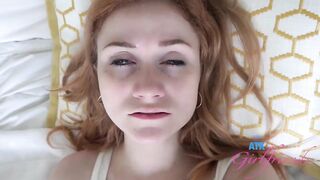 Slender Amateur redhead with petite titties & braces gets cunt eaten and rides penis (POV) Scarlet Skies