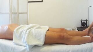 Real Oriental massage in uniform with cheerful ending