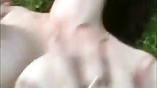 Large titted mother I'd like to fuck outdoor with banana and knob anal