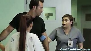 Nurse hotty gets a cum load on face