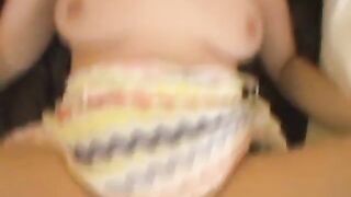 Thick unshaved brunette hair amateur bounces on a knob