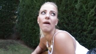 Breasty Golden-Haired likes it moist in the garden