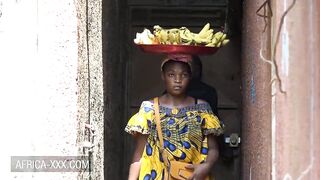 Ebony banana seller hotty enticed for a sexy bang