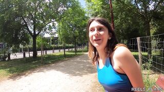 A French Jogger in need of ramrod cheats on her boyfriend with two strangers this babe met in the street