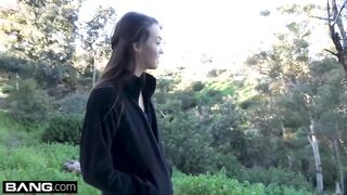 Charity Crawford gets her tiny twat stretched outdoors