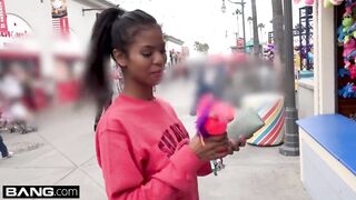 Barely legal Black teen Nia Naccis constricted cunt gets stretched