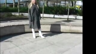 Lindsay in Milton Keynes. White boots...