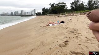 Playgirl Can I Cum On Your Breasts? - Public Penis Flashing On The Beach
